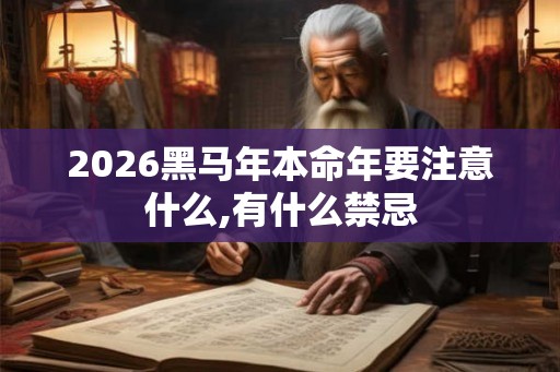 2026黑马年本命年要注意什么,有什么禁忌