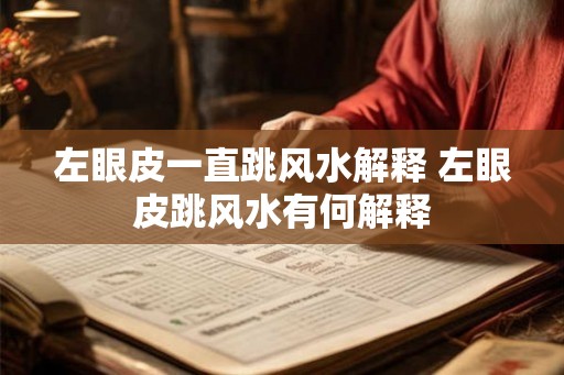 左眼皮一直跳风水解释 左眼皮跳风水有何解释