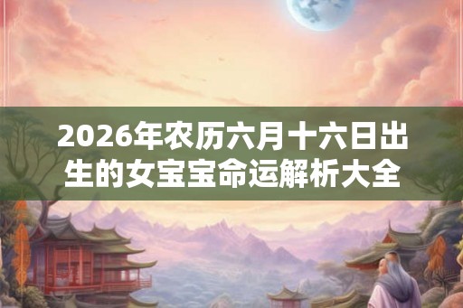 2026年农历六月十六日出生的女宝宝命运解析大全 2026年农历六月十六日出生的女宝宝命运解析大全