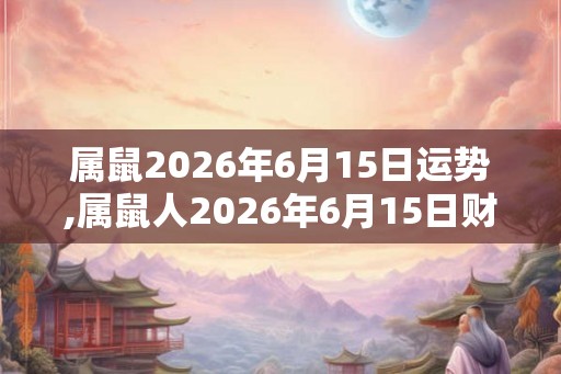 属鼠2026年6月15日运势,属鼠人2026年6月15日财运,生肖鼠2026年6月15日运势 属鼠2026年6月15日运势,属鼠人2026年6月15日财运,生肖鼠2026年6月15日运势