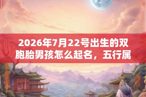 2026年7月22号出生的双胞胎男孩怎么起名，五行属什么