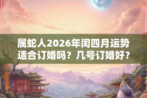 属蛇人2026年闰四月运势适合订婚吗？几号订婚好？