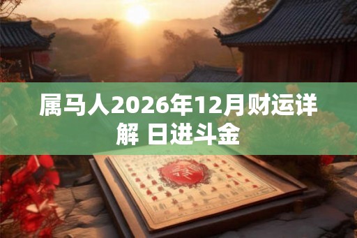 属马人2026年12月财运详解 日进斗金