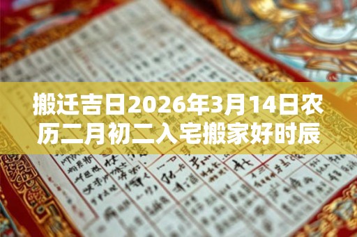搬迁吉日2026年3月14日农历二月初二入宅搬家好时辰