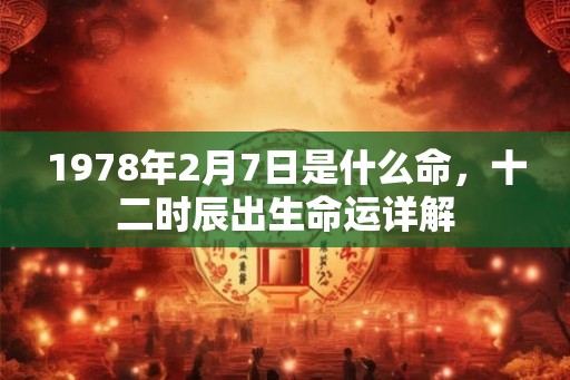 1978年2月7日是什么命，十二时辰出生命运详解