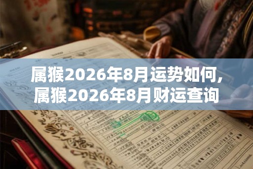 属猴2026年8月运势如何,属猴2026年8月财运查询