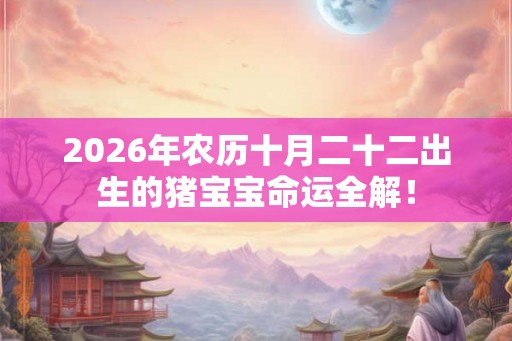 2026年农历十月二十二出生的猪宝宝命运全解！