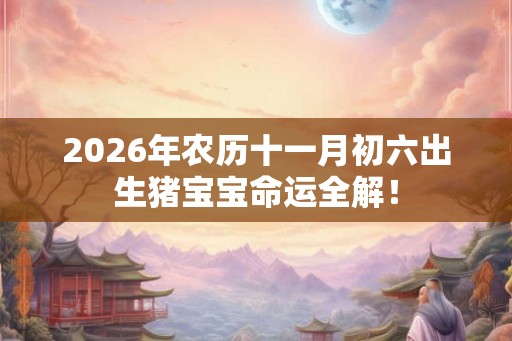 2026年农历十一月初六出生猪宝宝命运全解！