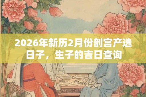 2026年新历2月份剖宫产选日子，生子的吉日查询