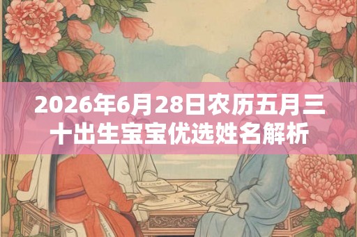 2026年6月28日农历五月三十出生宝宝优选姓名解析