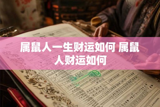 属鼠人一生财运如何 属鼠人财运如何