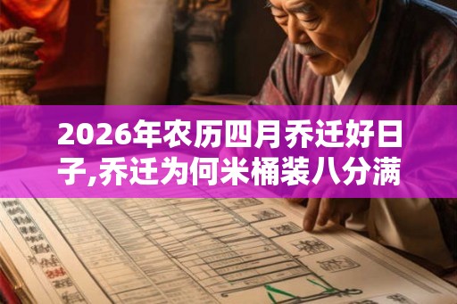 2026年农历四月乔迁好日子,乔迁为何米桶装八分满 2026年农历四月乔迁好日子,乔迁为何米桶装八分满