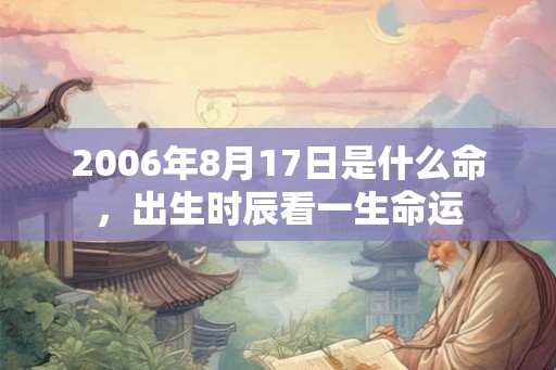 2006年8月17日是什么命，出生时辰看一生命运