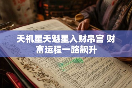 天机星天魁星入财帛宫 财富运程一路飙升
