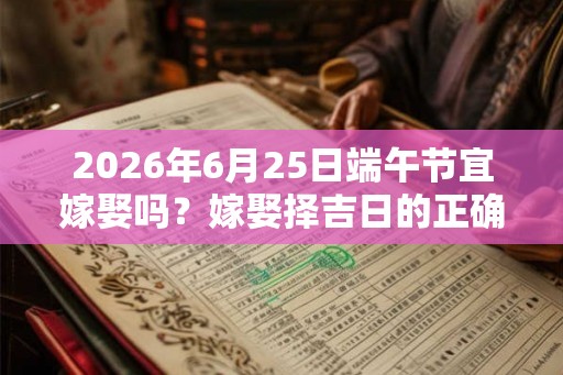 2026年6月25日端午节宜嫁娶吗？嫁娶择吉日的正确方法？
