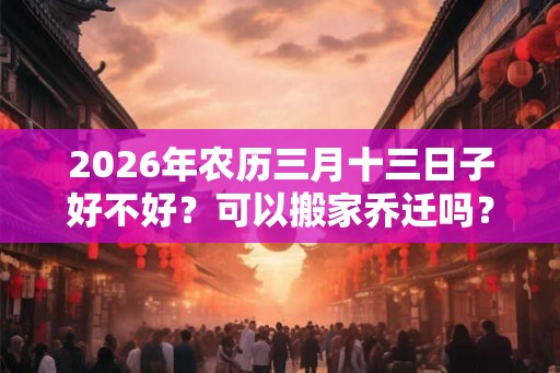 2026年农历三月十三日子好不好？可以搬家乔迁吗？