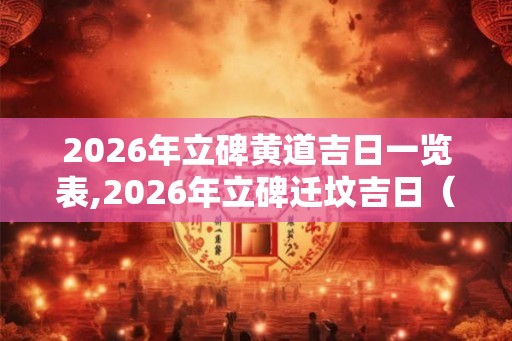 2026年立碑黄道吉日一览表,2026年立碑迁坟吉日（80天）