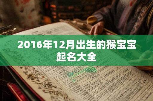 2016年12月出生的猴宝宝起名大全