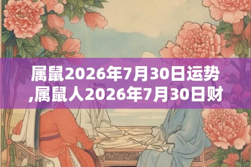 属鼠2026年7月30日运势,属鼠人2026年7月30日财运,生肖鼠2026年7月30日运势