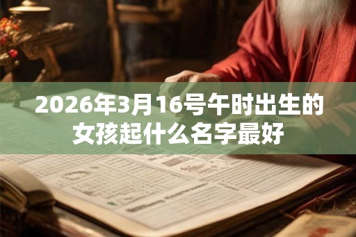 2026年3月16号午时出生的女孩起什么名字最好