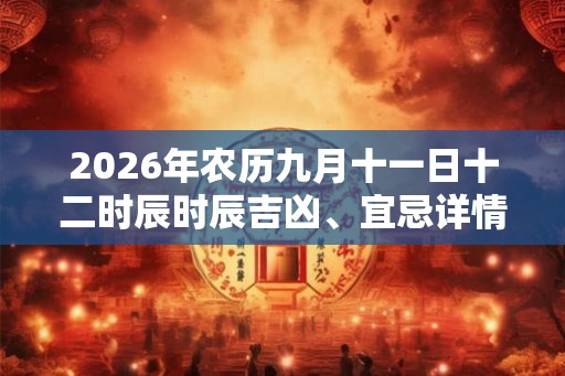 2026年农历九月十一日十二时辰时辰吉凶、宜忌详情表