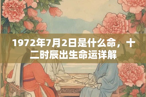 1972年7月2日是什么命，十二时辰出生命运详解