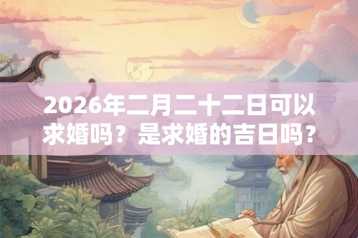 2026年二月二十二日可以求婚吗？是求婚的吉日吗？