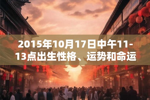 2015年10月17日中午11-13点出生性格、运势和命运