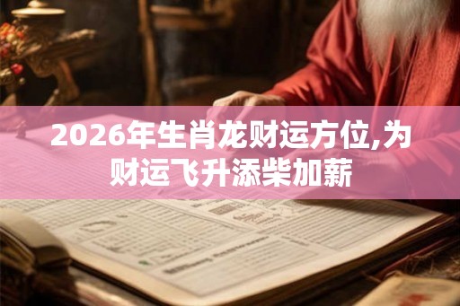 2026年生肖龙财运方位,为财运飞升添柴加薪