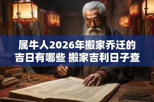 属牛人2026年搬家乔迁的吉日有哪些 搬家吉利日子查询