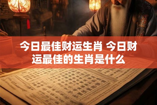 今日最佳财运生肖 今日财运最佳的生肖是什么