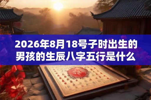 2026年8月18号子时出生的男孩的生辰八字五行是什么？