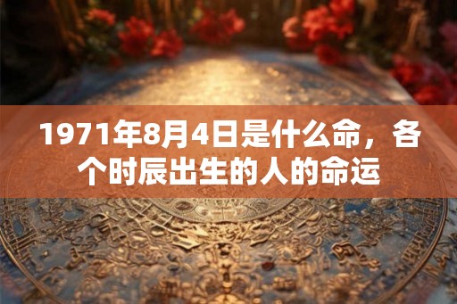 1971年8月4日是什么命，各个时辰出生的人的命运