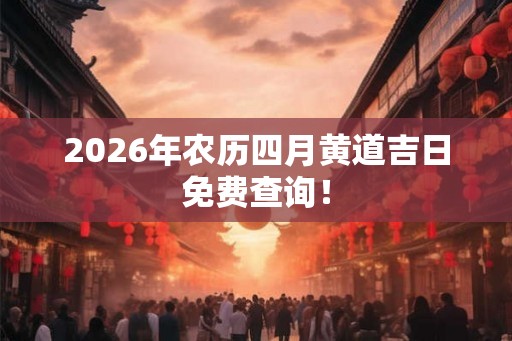 2026年农历四月黄道吉日免费查询！