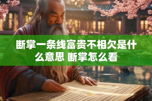 断掌一条线富贵不相欠是什么意思 断掌怎么看