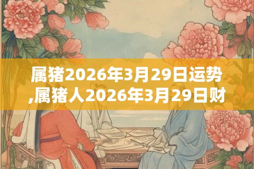 属猪2026年3月29日运势,属猪人2026年3月29日财运,生肖猪2026年3月29日运势