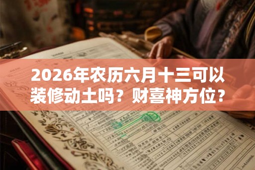 2026年农历六月十三可以装修动土吗？财喜神方位？