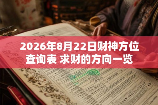 2026年8月22日财神方位查询表 求财的方向一览 2026年8月22日财神方位查询表 求财的方向一览