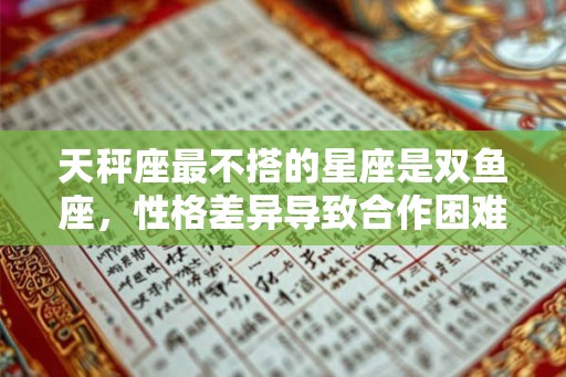 天秤座最不搭的星座是双鱼座，性格差异导致合作困难