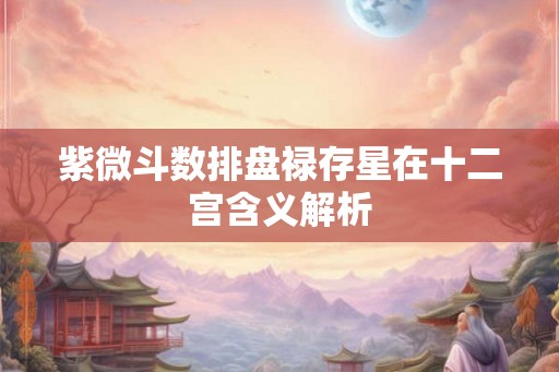 紫微斗数排盘禄存星在十二宫含义解析