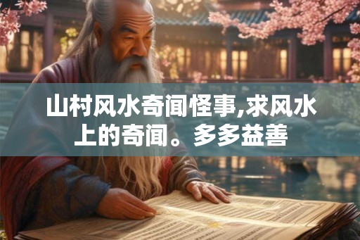 山村风水奇闻怪事,求风水上的奇闻。多多益善
