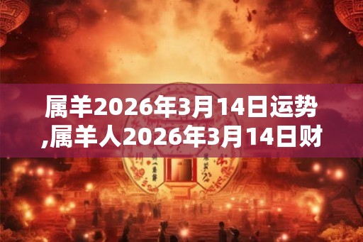 属羊2026年3月14日运势,属羊人2026年3月14日财运,生肖羊2026年3月14日运势