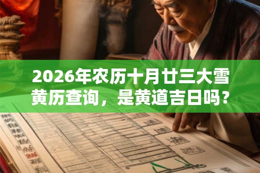 2026年农历十月廿三大雪黄历查询，是黄道吉日吗？