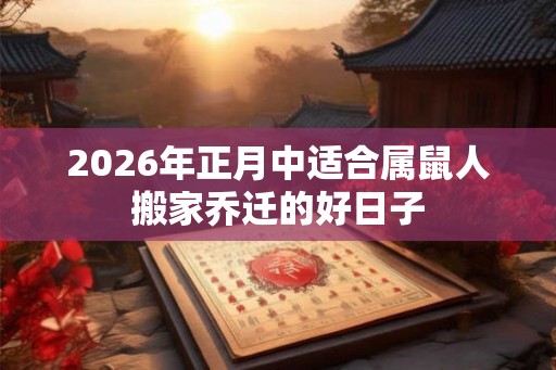 2026年正月中适合属鼠人搬家乔迁的好日子 2026年正月中适合属鼠人搬家乔迁的好日子