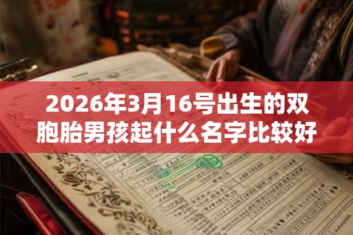 2026年3月16号出生的双胞胎男孩起什么名字比较好，五行属什么