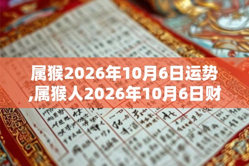 属猴2026年10月6日运势,属猴人2026年10月6日财运,生肖猴2026年10月6日运势