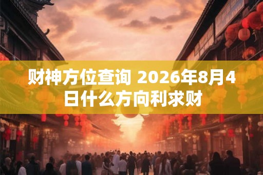 财神方位查询 2026年8月4日什么方向利求财