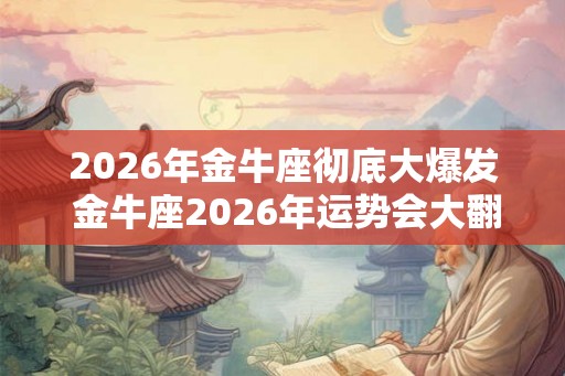2026年金牛座彻底大爆发 金牛座2026年运势会大翻身吗