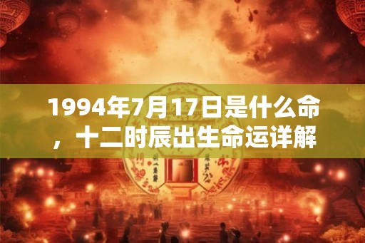 1994年7月17日是什么命,十二时辰出生命运详解 1994年7月17日是什么命,十二时辰出生命运详解