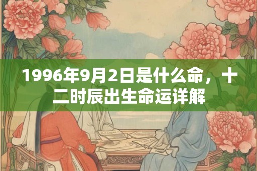 1996年9月2日是什么命，十二时辰出生命运详解